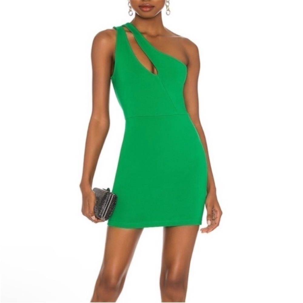 Superdown Nava Vibrant Green One-Shoulder Dress